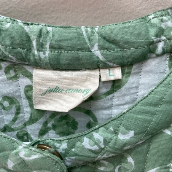 AERIN x Julia Amory Devon Quilted Ikat Jacket 100% Cotton Green Floral Size L - Picture 7 of 11
